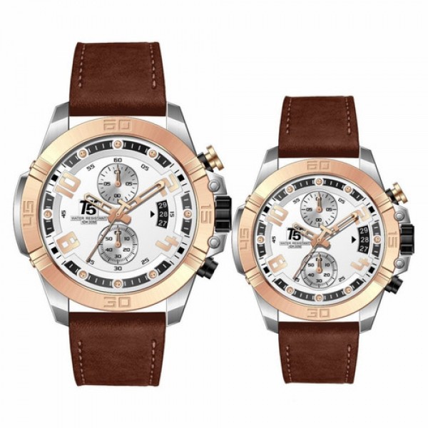 T5 H3637G H3637 Silver Rosegold Brown Leather Couple